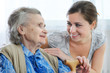 Images : Senior woman with her home caregiver