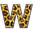 3d letter with panther skin texture - W