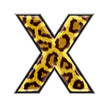 3d letter with panther skin texture - X