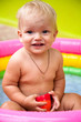 Small boy bathing in the pool