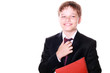 Photo: Little boy ready for work isolated on white background Little boy ready for work isolated on white background