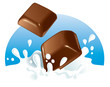 벡터 일러스트(편집용 파일):Chocolate pieces splashing in milk. Vector illustration Chocolate pieces splashing in milk. Vector illustration