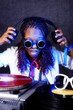 cool afro american DJ in action
