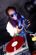 cool afro american DJ in action
