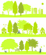 trois paysages verts