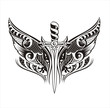Wings with sword.Tattoo design Wings with sword.Tattoo design