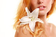 beautiful young woman with flower beautiful young woman with flower
