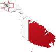 Carte de Malte drapeau relief (détouré)
