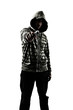 hoody holding gun