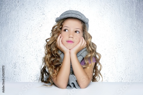 Photo: winter cap wool scarf little fashion girl portrait winter cap wool scarf little fashion girl portrait