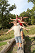 Family having fun on hiking day