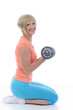 young girl athlete dumbbell.