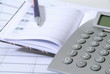 Planen:Terminkalender, Rechner, Kugelschreiber