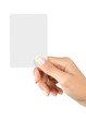 gesture of a beautiful woman's hand showing a white card gesture of a beautiful woman's hand showing a white card