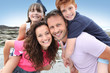 Parents doing piggyback to their children