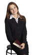 young attractive business woman holding a folder.