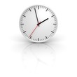 White clock with reflection. 3d rendered illustration.
