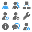 Users web icons, blue and grey solid icons