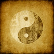 Grunge yin yang symbol background.