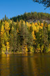 Beautiful photography of autumn on lake in Finland