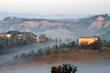 Morgennebel in der Toskana, Crete, Val d Orcia, Italien