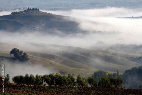 Foto: Morgennebel in der Toskana, Crete, Val d Orcia, Italien Morgennebel in der Toskana, Crete, Val d Orcia, Italien