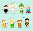 Cute kids in different costumes