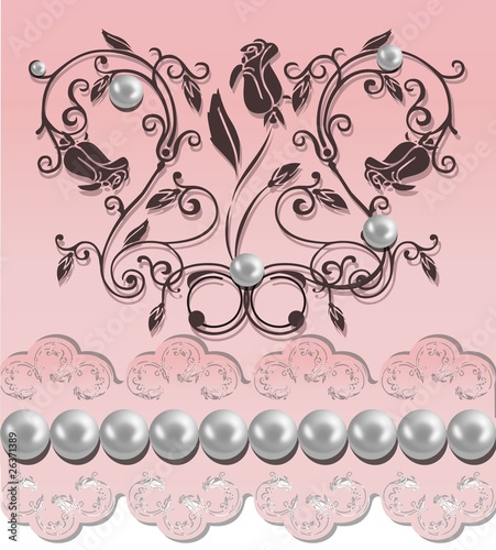 Illustration of a wedding flower background with pearls