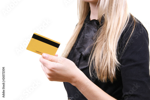 Photo: woman holding credit card woman holding credit card