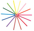 Star from the color pencils on the white background