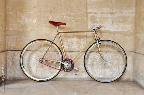 Photo: A fixed-gear bicycle with a pink chain A fixed-gear bicycle with a pink chain