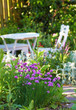 A telephoto of White Garden table and chairs