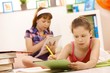 Schoolgirls doing homework