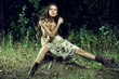 Foto: beautiful girl at a forest meadow beautiful girl at a forest meadow