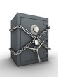 Bank safe with chain and padlock