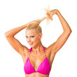 Beautiful blonde twirling her ponytail Beautiful blonde twirling her ponytail
