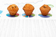 Three cakes and charts