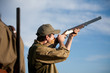 Hunter aiming at the hunt during a hunting party