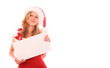 Miss Santa is Holding an ad - White Space on the Right