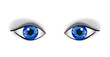Pair of human blue technology eyes with reflection.