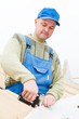 roofing works with staple gun