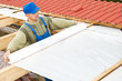 roofing works with protective layer foil