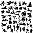 Set of mythological animals silhouette
