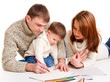 Parents drawing with son