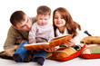 Mom and dad reading for the kid