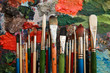 Paint brushes on palette