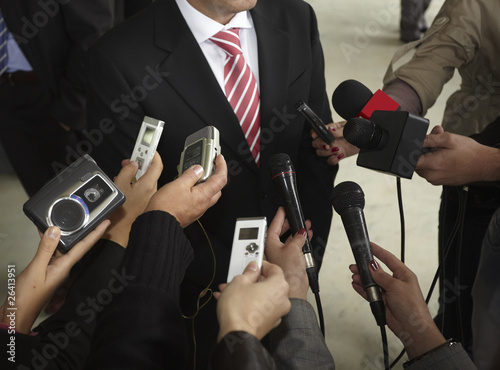 business meeting conference journalism microphones