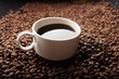 coffee beans with white cup coffee beans with white cup