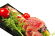sliced fresh meat on dark