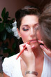 beautiful brunette young bride prepare by makeup artist beautiful brunette young bride prepare by makeup artist